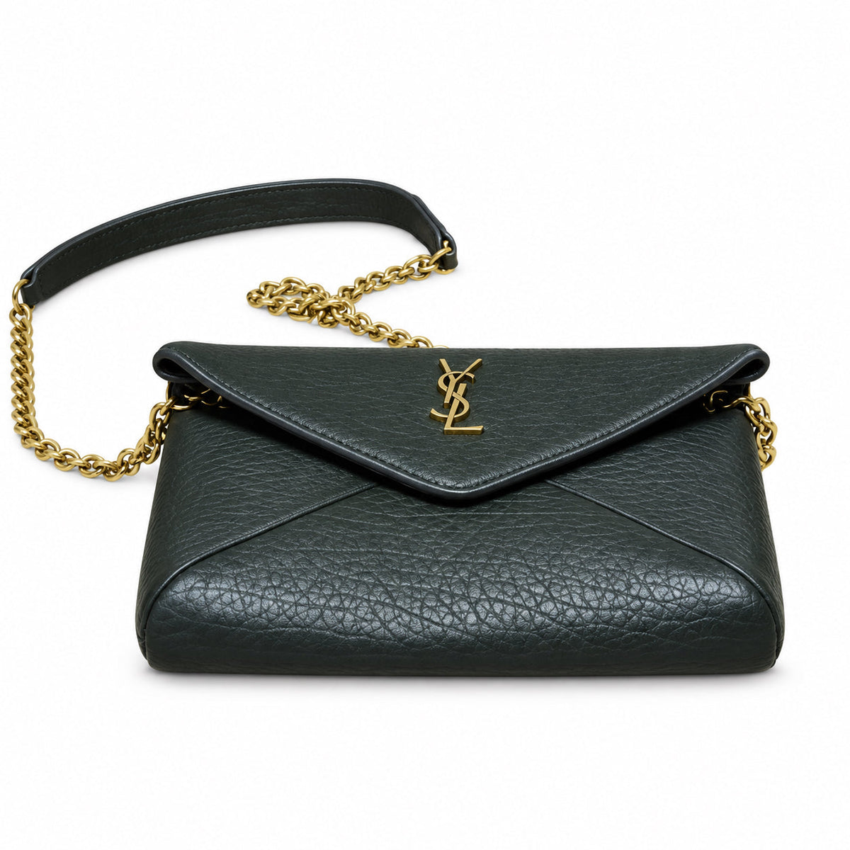 YSL Saint Laurent Envelope Chain Wallet Crossbody Black