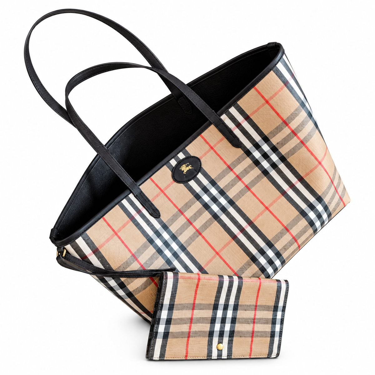 Burberry Heritage Check Tote with Zip Pouch