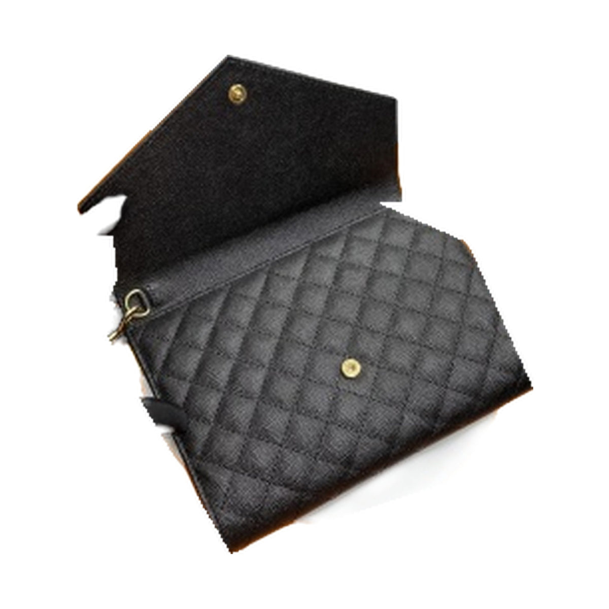 YSL Saint Laurent Envelope Clutch in Black Quilted Leather