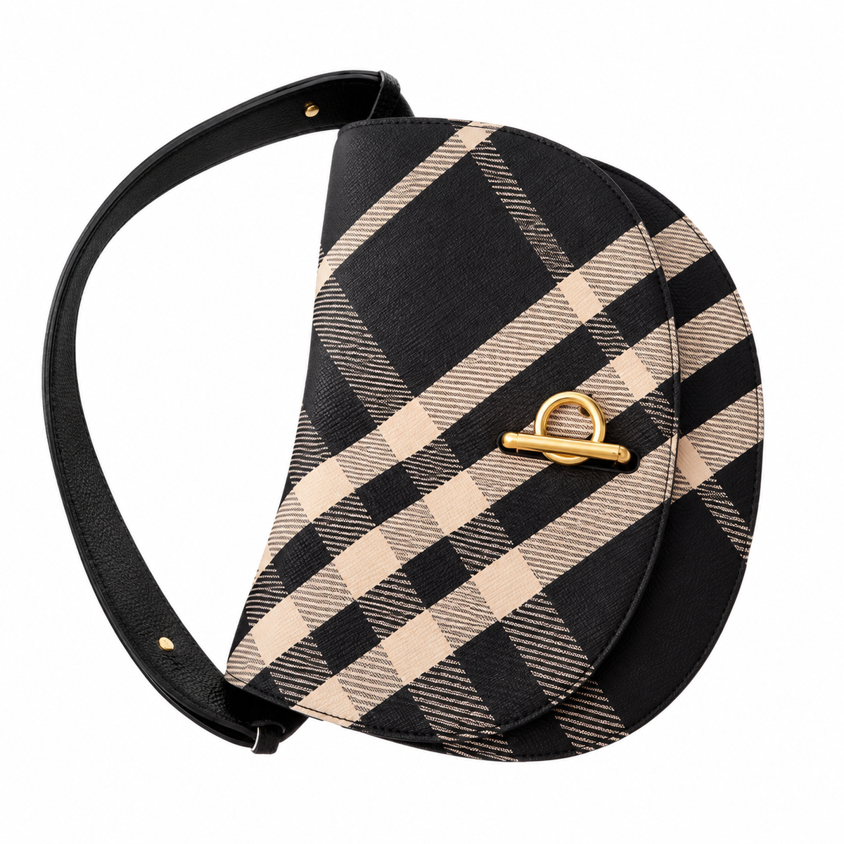 Burberry Heritage Check Saddle Shoulder Bag