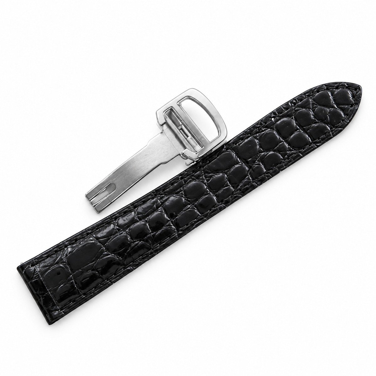 Cartier Tank Solo Small Stainless Steel Diamond Bezel White Dial Grey Alligator Strap Watch