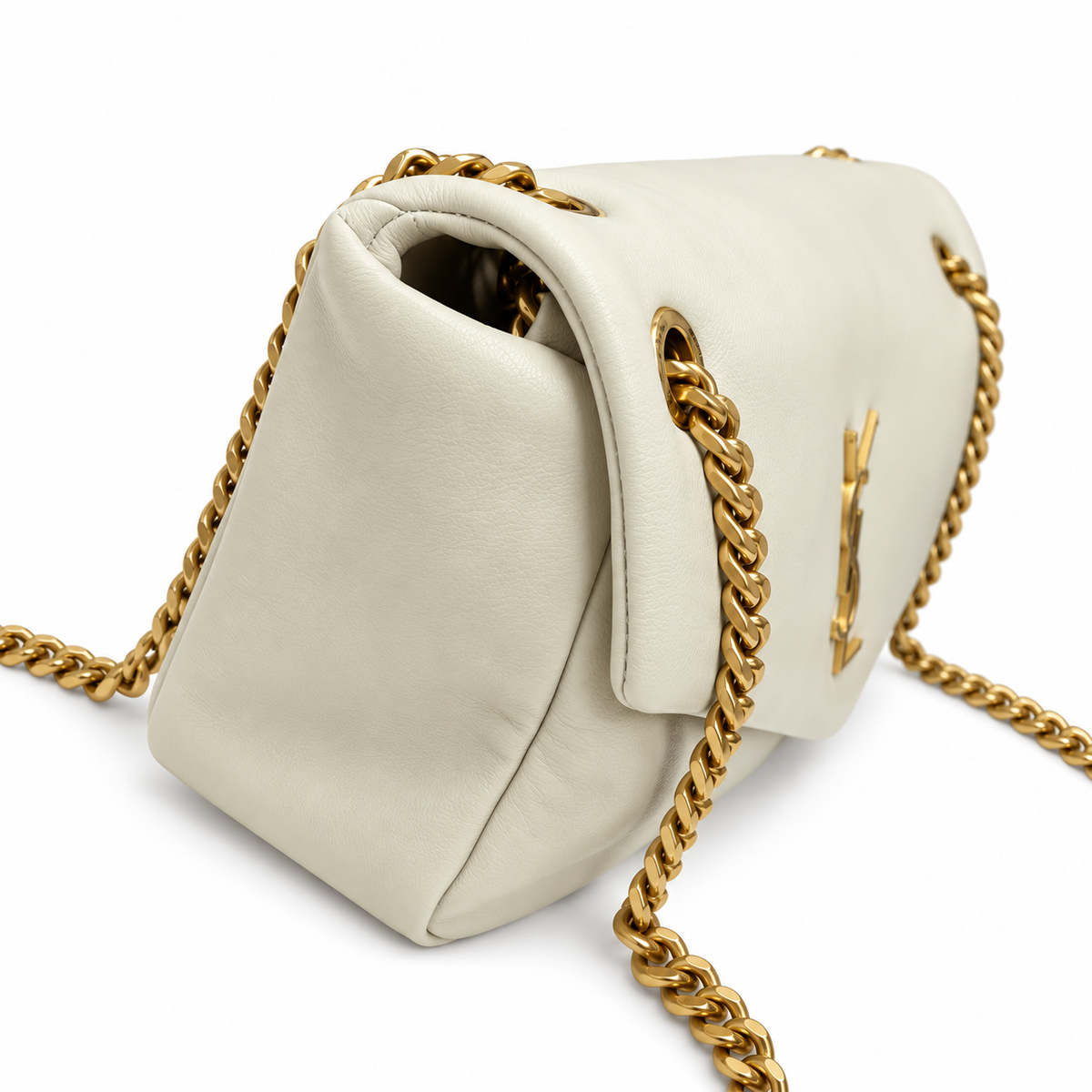 YSL Saint Laurent Calypso Chain Bag in Cream Smooth Leather