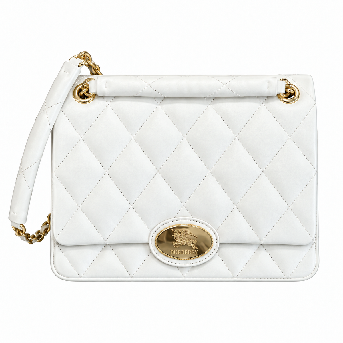 Burberry Ivory Grace Compact Quilted Chain Bag