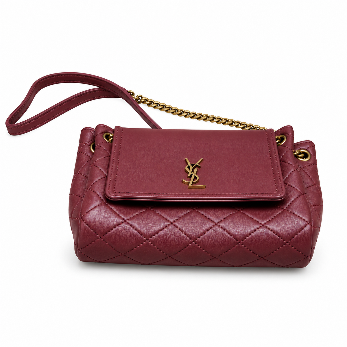 Saint Laurent Nolita Quilted Chain Bag in Burgundy