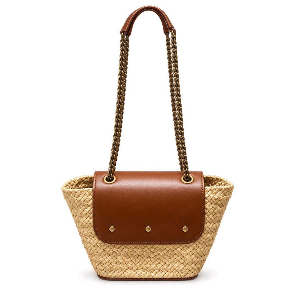 Saint Laurent Nino Raffia Basket Bag in Natural Tan