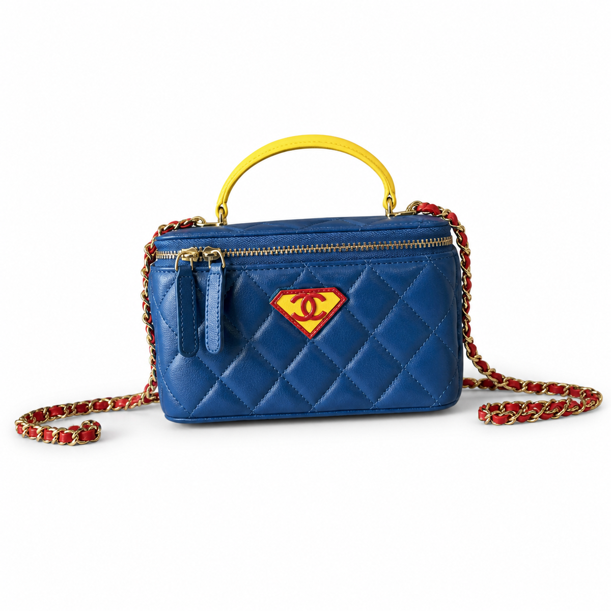 Chanel Colorblock Quilted Vanity Case