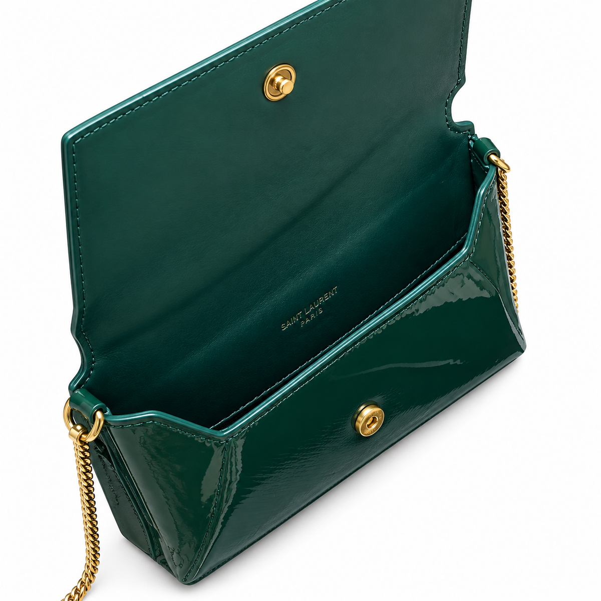 Saint Laurent Kate Chain Wallet Bag in Emerald