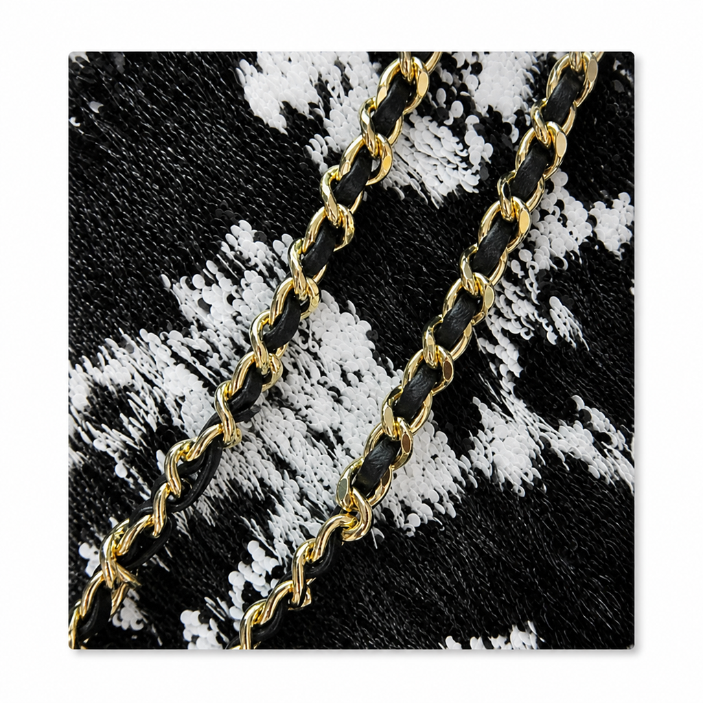 Chanel Classic Flap Black Silver Sequin CC Turn-Lock Bag