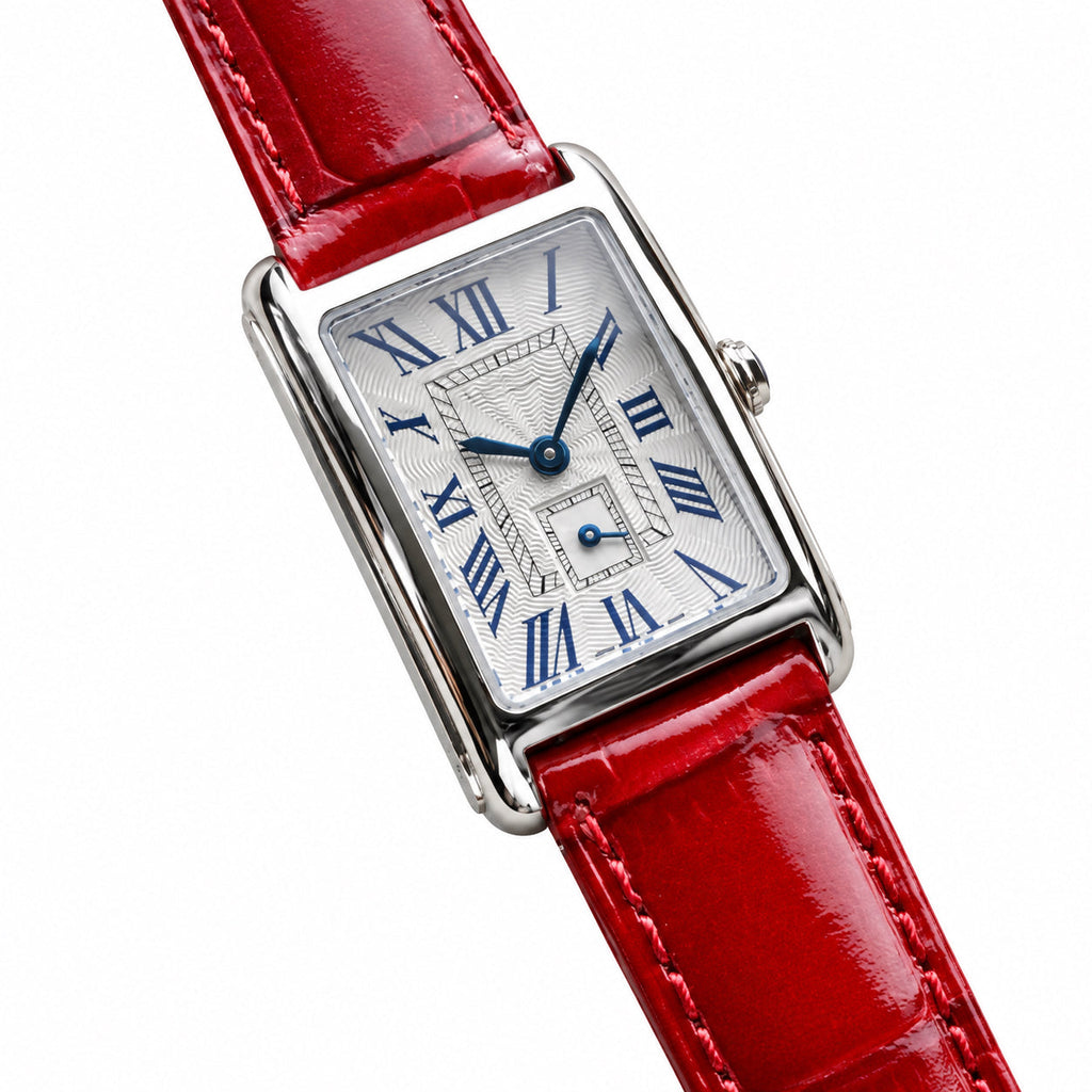 Cartier Tank Must Watch – Silver Case Red Leather Strap