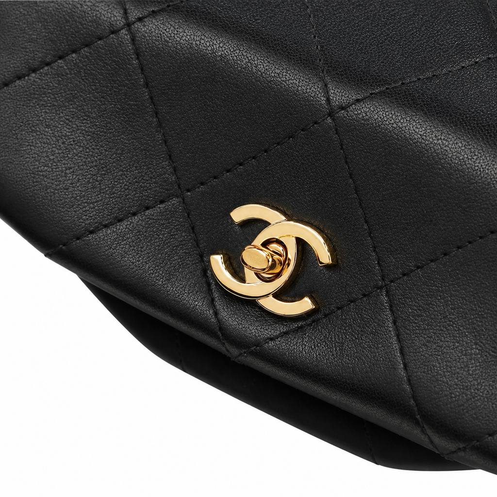 Chanel Black Quilted Lambskin Hobo Bag Gold CC Chain
