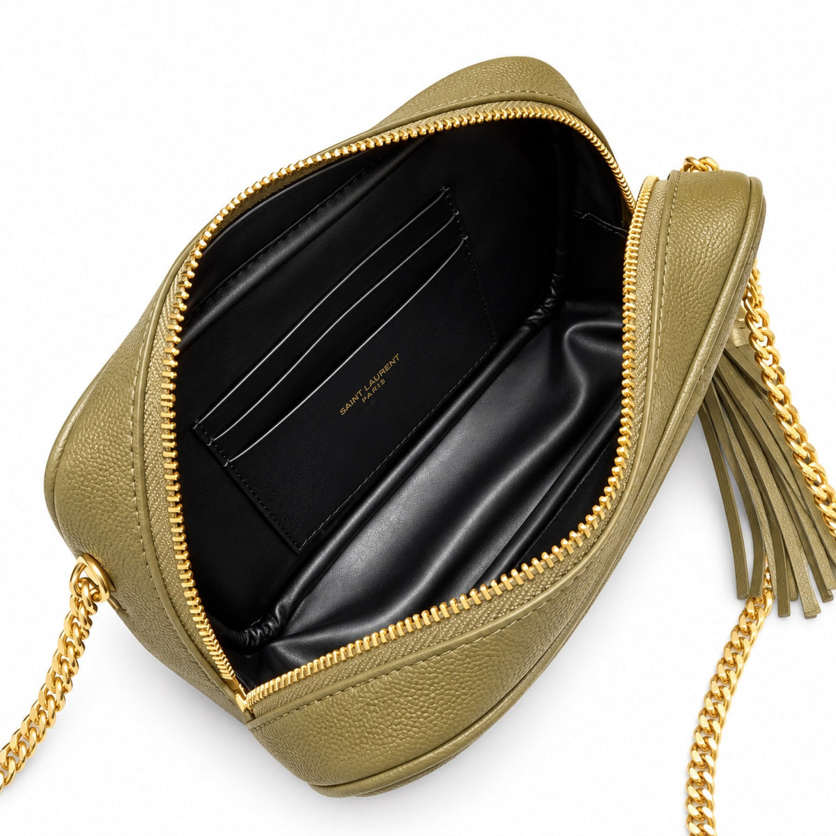YSL Saint Laurent Lou Camera Bag in Khaki Matelassé Leather