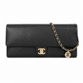 Chanel Black Caviar Wallet on Chain CC Coin Charm