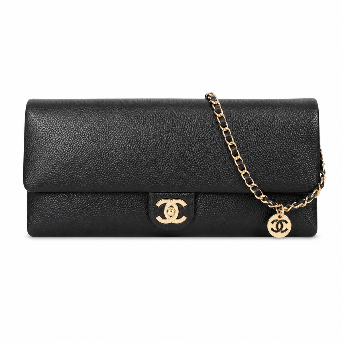 Chanel Black Caviar Wallet on Chain CC Coin Charm
