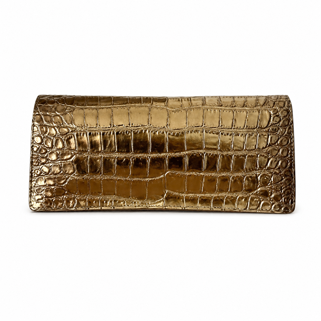 Chanel Metallic Gold Croc Jewel Clasp Clutch