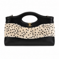Chanel Dalmatian Spotted Shearling Tote | Circular Black Patent Handle & Gold CC Turn-Lock