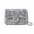 Chanel Silver Ring-Sequin on Grey Bouclé Flap Bag | Three-Register Monochrome Surface & Full Silver-Grey Tonal System