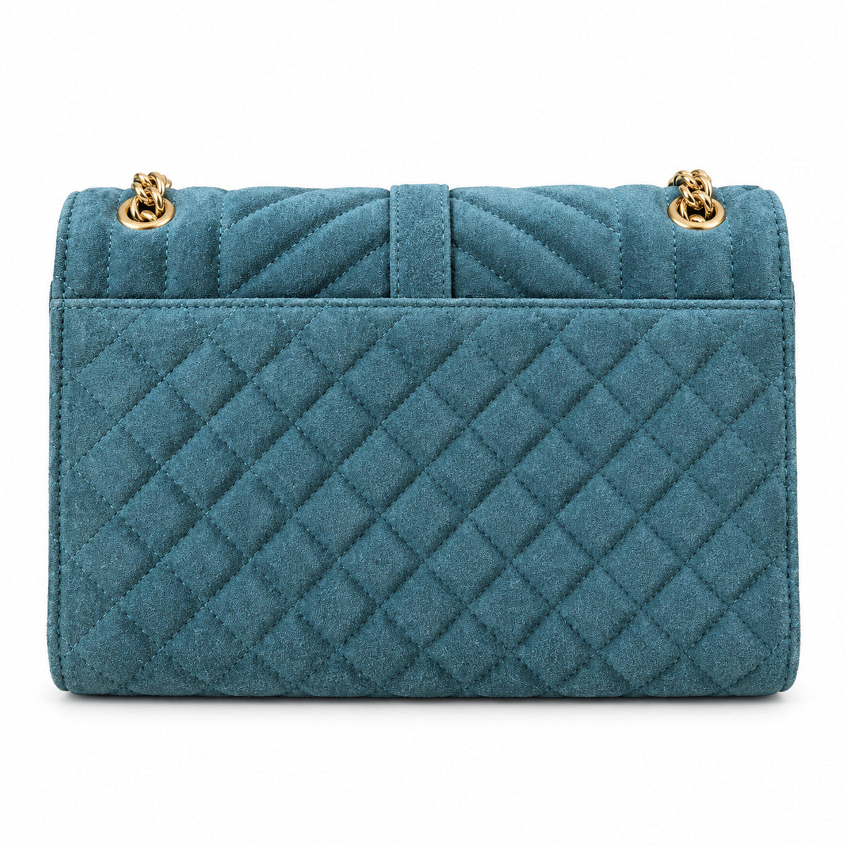 YSL Envelope Medium Bag – Teal Quilted Suede