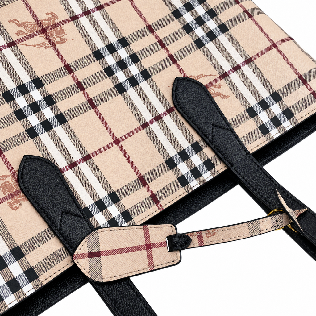 Burberry Heritage Check Wide-Opening Tote Bag