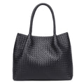 Black Intrecciato Woven Leather Large Tote with Braided Handles